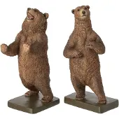J-Line Boekensteunen beer - polyresin - bruin - set van 2