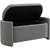 HOMCOM -Sitzbank mit Stauraum-Polyester, Eukalyptusholz-105L x 44B x 45,5H cm-Grau