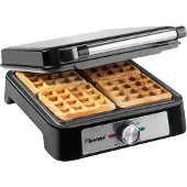 Bestron Wafelijzer ASW1600S – 4 Wafels per Bakbeurt – Instelbare Thermostaat – Antiaanbaklaag – 1600 W