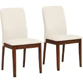 Notio Living Eetkamerstoel in PU walnoot crème Set van 2
