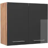 Vicco Hangkast Fame-Line, Antraciet Hoogglans/Goudkleurig Eiken, 80 cm