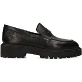 Manfield Zwarte leren loafers | Maat 40