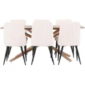 Ebuy24 Piazza eethoek eettafel mokka 6 stoelen fluweel beige.