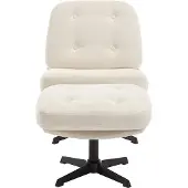 Vente-unique Fauteuil met voetenbank in gebroken wit getextureerde stof TOLOZI