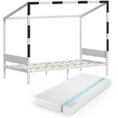 VitaliSpa Kinderbed Goal, Wit/Zwart, 90x200 met matras