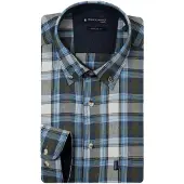 Giordano overhemden beige blauw geruit