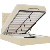 vidaXL Ottoman bed met matras en LED's 120x200cm stof crèmekleurig