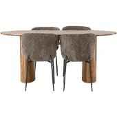 Ebuy24 Isolde eethoek eettafel naturel 4 stoelen bouclé bruin.