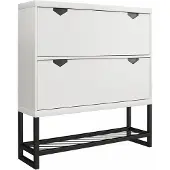 Notio Living Brielle-Schoenenkast met 2 klepdeuren Wit met metalen frame Zwart