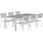 Ebuy24 Break tuinmeubelset tafel 90x200cm grijs 6 stoelen grijs.