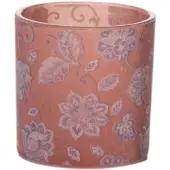 Mars & More Theelichthouder fluwelen bloemen roze medium 10cm
