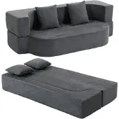 HOMCOM Sofa Bed-Polyester-190L x 80B x 60H cm-Dunkelgrau