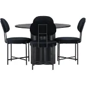 Ebuy24 Olivia eethoek eettafel zwart 4 stoelen velours zwart.