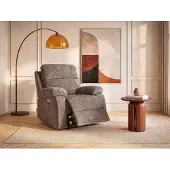 Vente-unique Elektrische relaxfauteuil met massagefunctie in taupe chenillestof KOCENI