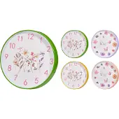 Koopman wandklok bloemen design 30 cm - stijlvolle klok voor thuis.