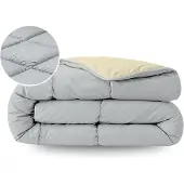 Zelesta Pure Duo Katoen Zomerdekbed - Lichtgrijs & Botergeel 160x220cm