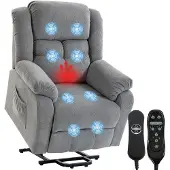 HOMCOM Multi-functional Power Lift Chair-Polyester, Stahl-92B x 102T x 104H cm-Hellgrau