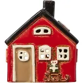 Ib Laursen - Keramieken Huisje - Kersthuisje met Slee en Cadeau - Waxinelichthouder