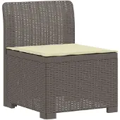 vidaXL Eén-zits Tuin Sofa met Kussen Rieten Look PP Lichtgrijs