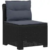 vidaXL Eén-zits Tuin Sofa met Kussens Rieten Look PP Antraciet