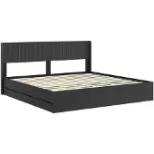 vidaXL Bedframe met opbergruimte en hoofdeinde, zwart, 200 x 200 cm