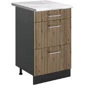Vicco Keukenonderkast R-Line, Artisanaal eiken/Antraciet, 50 cm marmer werkblad