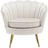 Russle Velvet Schelp Fauteuil/Stoel Crème