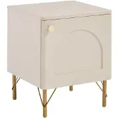 Vente-unique Nachtkastje linkerzijde 1 deur - Beige en Goudkleurig ALOBARA