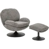 J-Line Chaise longue met voetenbank - stof - donkergrijs