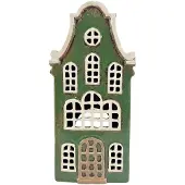 Clayre & Eef Waxinelichthouder Huis Groen Keramiek