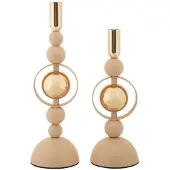Mauro Ferretti Kandelaar Saturn Pink Set 2 Pcs Ø 10×27 cm