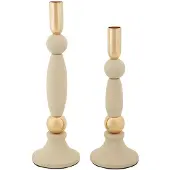 Mauro Ferretti Kandelaar Strek Cream Set 2 Pcs Ø 9,5×25 cm