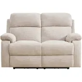 Vente-unique Elektrische relax tweezitsbank met massagefunctie in beige chenille stof KOCENI