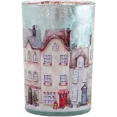 Clayre & Eef Waxinelichthouder Ø 12x18 cm Blauw Glas
