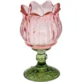Clayre & Eef Waxinelichthouder Roze Glas
