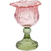 Clayre & Eef Waxinelichthouder Roze Glas