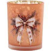 Clayre & Eef Waxinelichthouder Ø 10x13 cm Bruin Glas