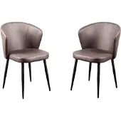Lina Wave Eetkamerstoelen Antraciet - Set van 2 - Microfiber