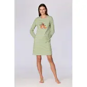 Woody slaapkleed meisjes/dames - blauw/groen gestreept - forest friends - 262-10-DZF-Z/911 - maat XL