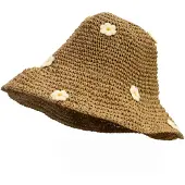 Ancient Wisdom Nomad Sari Floppy Straw Sun Hat - Coffee & Daiseys