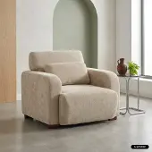 Sweeek Stoffen fauteuil met rubberhouten poten 1 zitplaats Beige