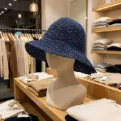 Ancient Wisdom Nomad Sari Floppy Straw Sun Hat - Navy Blue