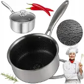 Edenberg RVS Steelpan met Deksel 18cm 2.0L Hexagonale Anti-aanbaklaag
