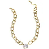 Yehwang Schakelketting met statement hanger - steen - goud - stainless steel