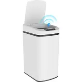 HOMCOM – Touchless – Afvalbak – 12L – roestvrij staal, vlekvrij-Wit