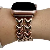 123Watches bandje Hart - staal - schakel band - rose goud - 38 · 40 · 41 & 42 mm - Geschikt voor Apple Watch series 1/2/3/4/5/6/7/8/9/10/11/12/SE/SE2/SE3