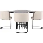 Ebuy24 Stone eethoek eettafel zwart 4 stoelen beige.