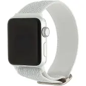 123Watches bandje - nylon - geweven gesp - glitter wit - 38 · 40 · 41 & 42 mm - Geschikt voor Apple Watch series 1/2/3/4/5/6/7/8/9/10/11/12/SE/SE2/SE3