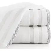 Eurofirany Luxe Katoenen Handdoek 70x140 cm met Gestreept Borduursel - Wit