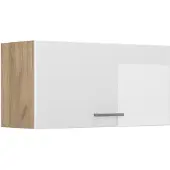 Vicco Hangkast R-Line, Wit Hoogglans/Goudkleurig Eiken, 80 cm Plat